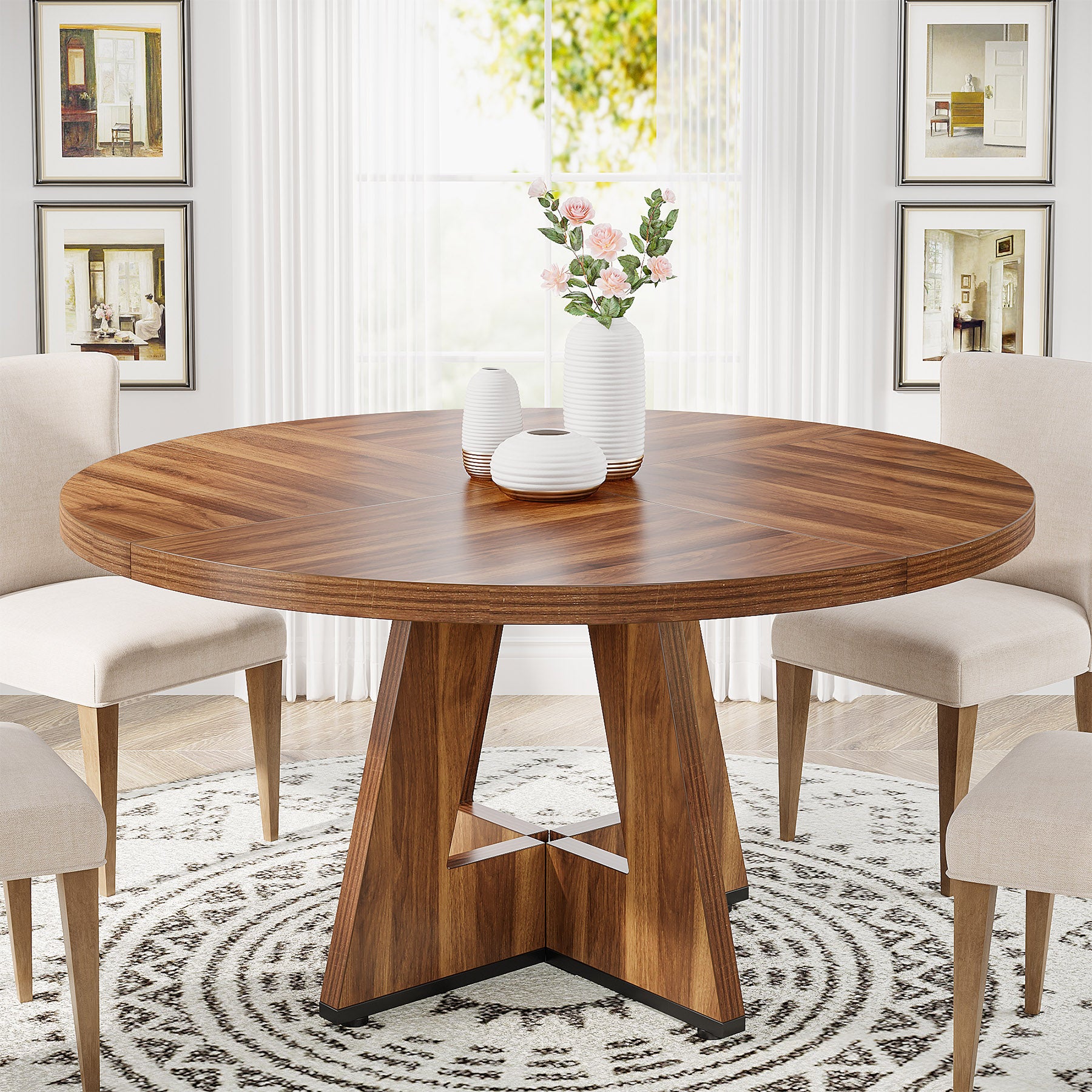 47" Round Dining Table for 4
